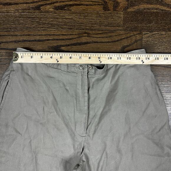 LL Bean Pants Women 12 Brown 100% Linen Elastic Waist Lightweight Coastal Resort - Picture 5 of 11